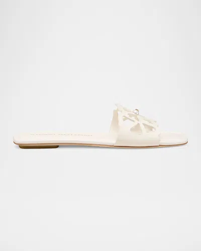 Stuart Weitzman Jasmine Leather Cutout Flat Slide Sandals