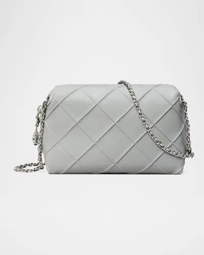 Tory Burch Fleming Soft Leather Crossbody Bag In Gray
