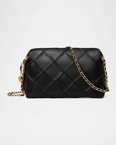 Tory Burch Fleming Small Quilted Leather Crossbody Bag Color Black