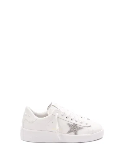 Golden Goose White Front Lace-up Sneakers In White