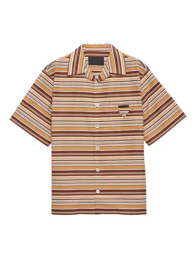 Prada Camicia In Misto Cotone Ricamato Uomo In Multi