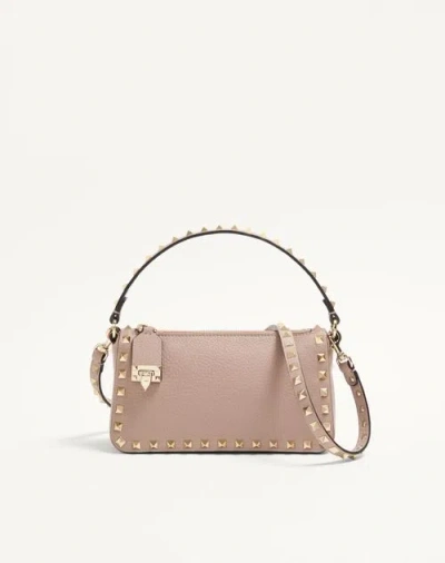 Valentino Garavani Small Rockstud Grainy Calfskin Crossbody Bag Woman Poudre Uni