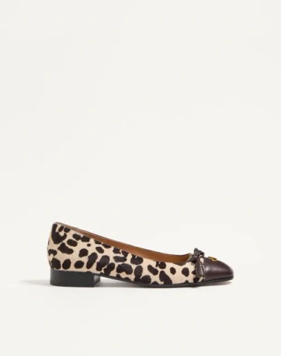 Valentino Garavani Ballerina Leather-trimmed Leopard-print Calf Hair Flats In Multi