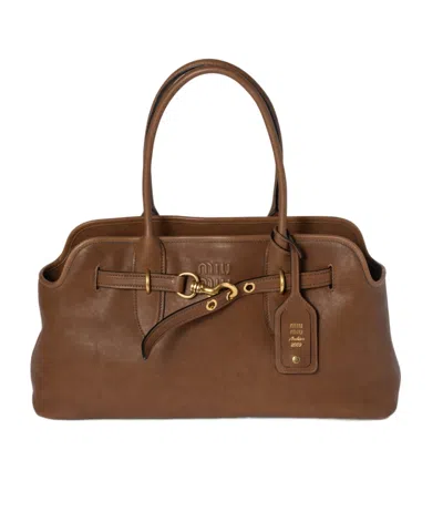 Miu Miu Large Aventure Nappa Leather Shoulder Bag