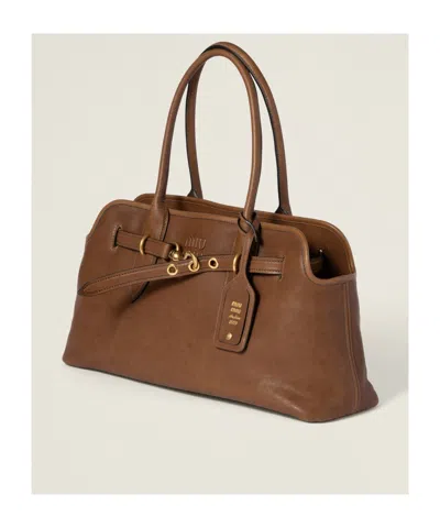 Miu Miu Large Aventure Nappa Leather Shoulder Bag