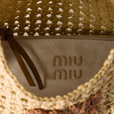 Miu Miu Raffia-effect Woven Hobo Bag In Sand