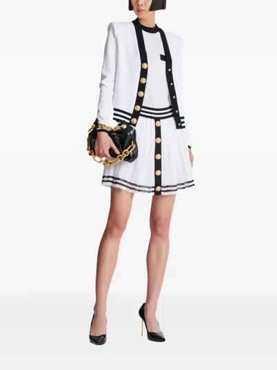 Balmain Two-tone Monogrammed Knit Cardigan