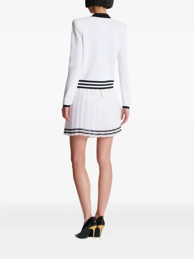 Balmain Two-tone Monogrammed Knit Cardigan