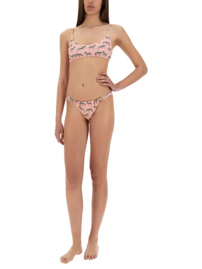 Mc2 Saint Barth "noelle" Zebra Print Bikini Bottom With Adjustable Straps