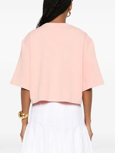 Fendi Women Pink T-shirt With Cropped Design And Raised Logo On The Front In Cotton Woman
