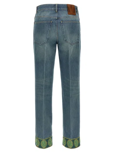 Valentino Garavani Straight-leg Jeans With Decorative Cuffs In Black