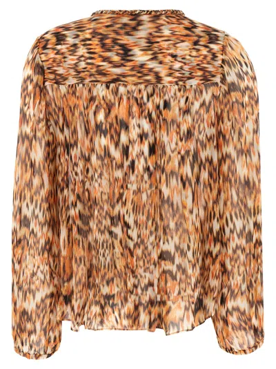 Isabel Marant Orange Ametissa Printed Cotton Top In Brown