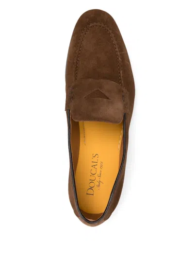 Doucal's Man Loafers Dark Brown Size 9 Leather In Brown