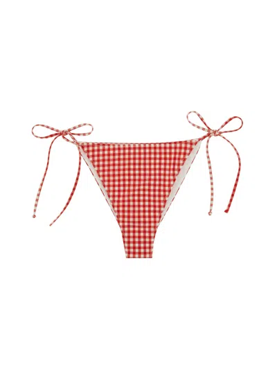 Mc2 Saint Barth Marianne Gingham Triangle Bikini Bottom In Brown