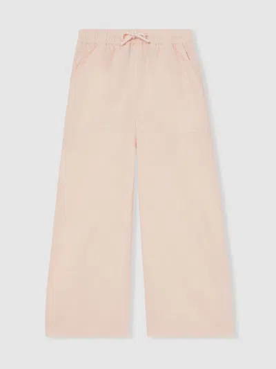 Reiss Pink Cotton-linen Drawstring Trousers