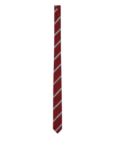 Thom Browne Diagonal Striped Silk Tie With Slim Width
