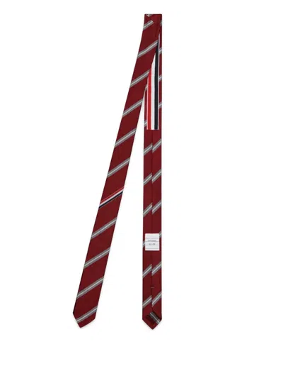 Thom Browne Diagonal Striped Silk Tie With Slim Width