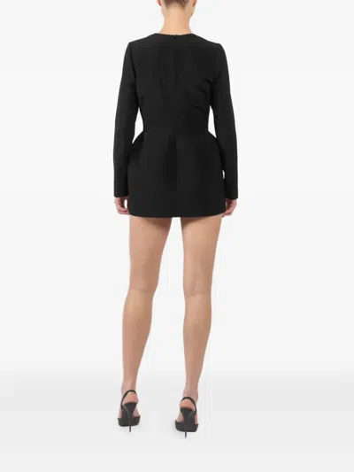 Magda Butrym '37' V-neckline Floral Long Sleeves Dress In Black