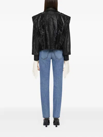 Givenchy Bi-material Biker Jacket In Leather In Noir