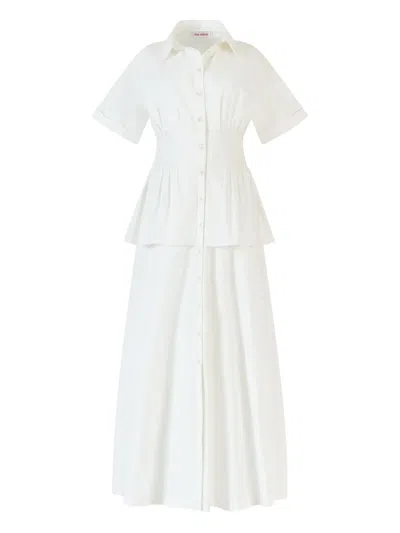 Rosie Assoulin Boogie Woogie Bugle Boy Cotton-poplin Maxi Shirt Dress In White