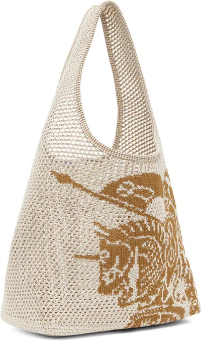 Burberry Women White Crochet Shopping Bag In Brown