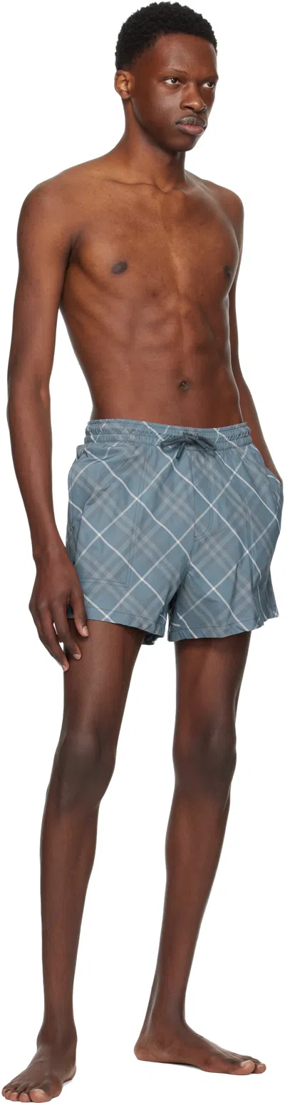 Burberry Check Pattern Swim Shorts With Drawstring Waist