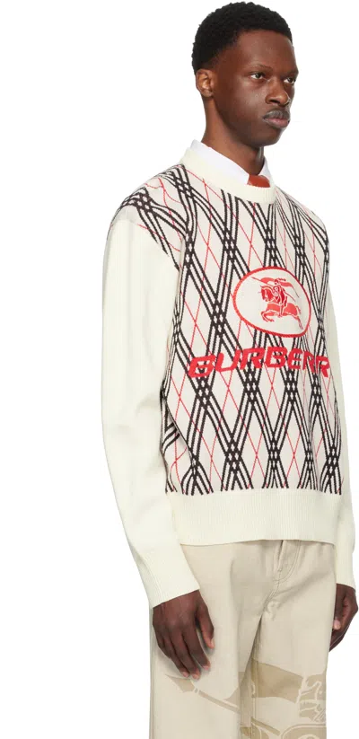 Burberry Men Row Neck Sweather With  Logo Print In Neutral