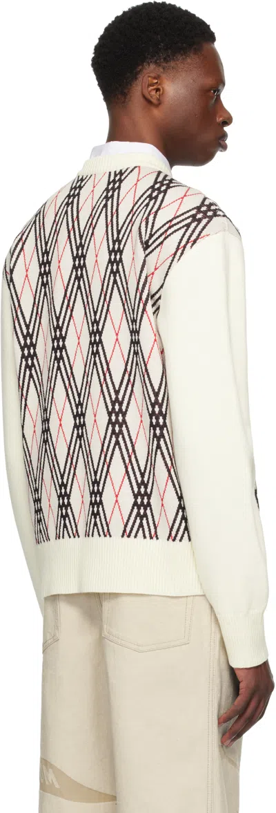 Burberry Men Row Neck Sweather With  Logo Print In Neutral