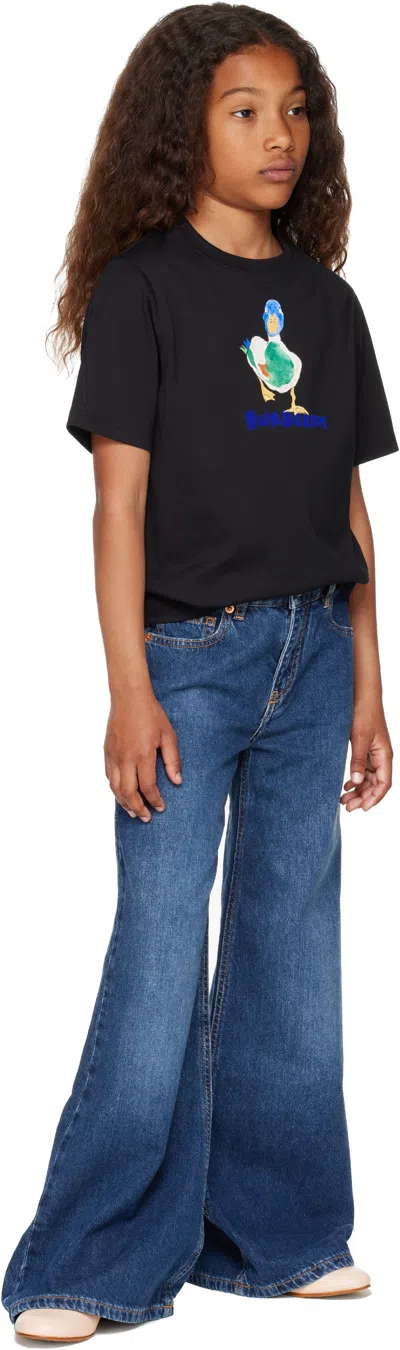 Burberry Kids Black Cedar Duck Walk T-shirt In Black