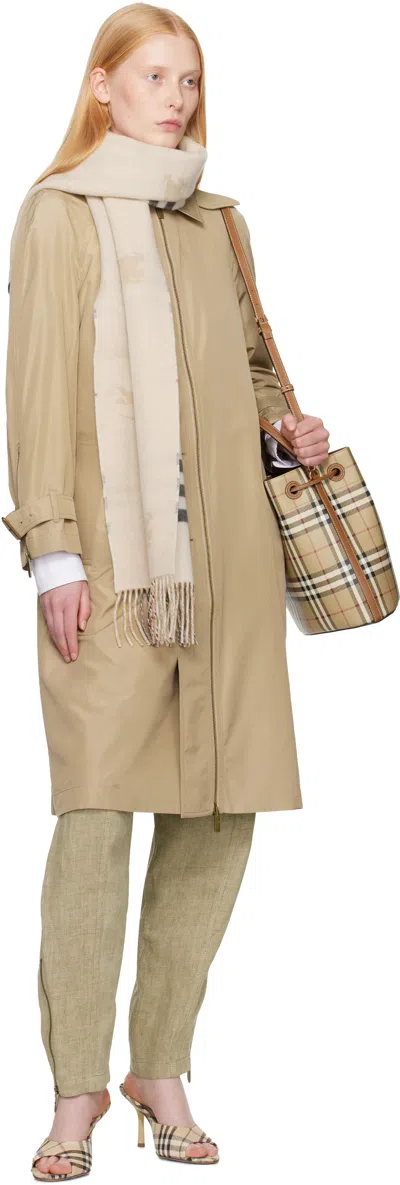 Burberry Beige Single Breasted Silk Trench Coat In Brown