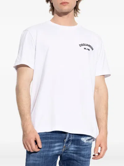 Dsquared2 White Cotton Short Sleeve T-shirts In White