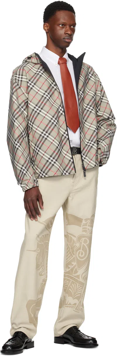 Burberry Checked Reversible Hooded Jacket In Gray