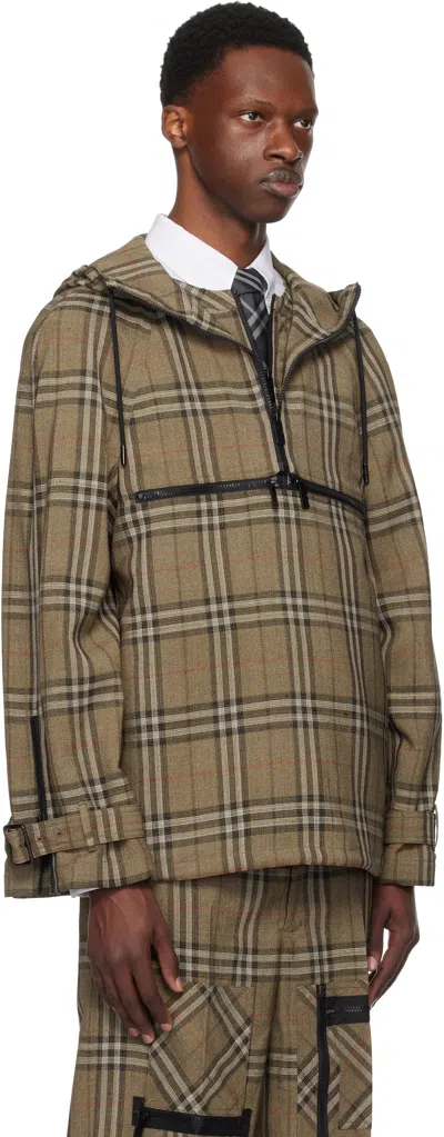 Burberry Half-zip Jacket With Check Pattern In Silk Blend