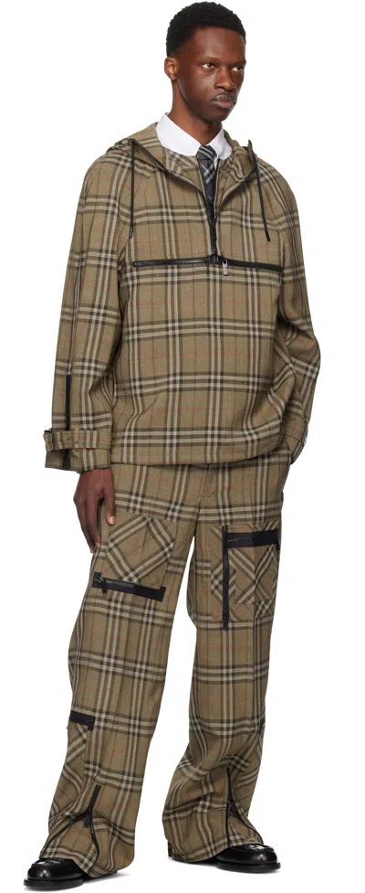 Burberry Half-zip Jacket With Check Pattern In Silk Blend