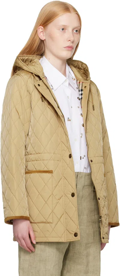 Burberry Beige Nylon Bromley Quilted Parka