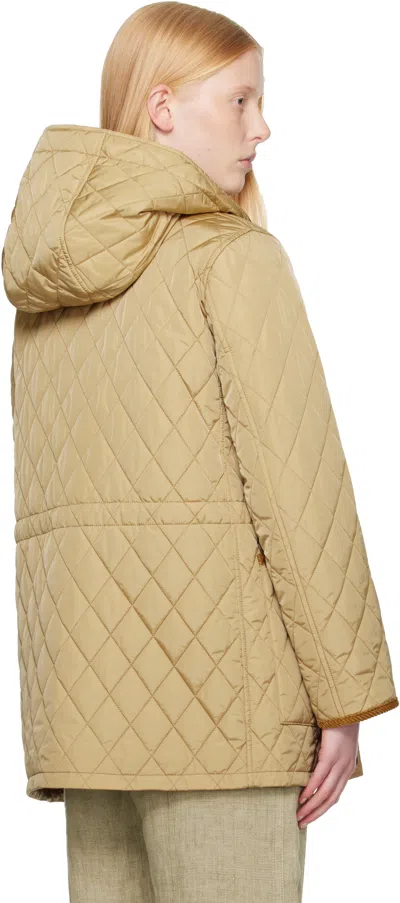 Burberry Beige Nylon Bromley Quilted Parka