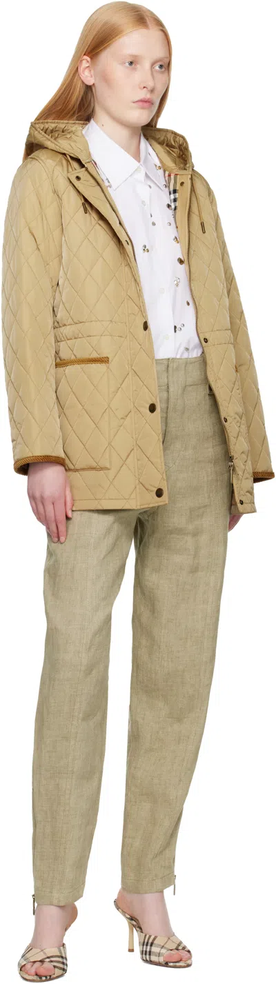 Burberry Beige Nylon Bromley Quilted Parka
