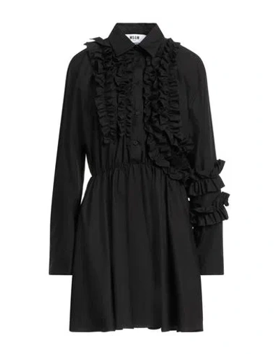 Msgm Woman Mini Dress Black Size 6 Cotton In Black