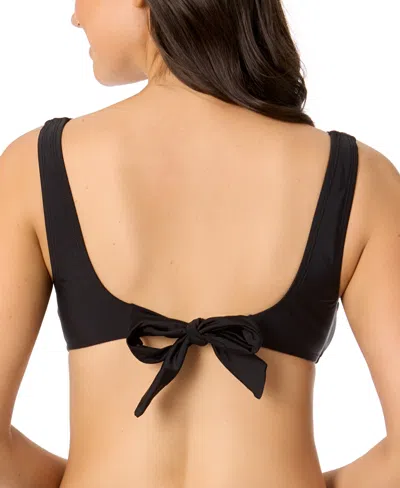 Salt + Cove Juniors' Center-ruched V-neck Bikini Top, Exclusively At Macy's In Black