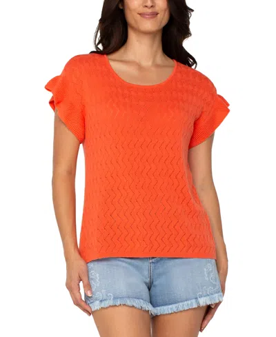 Liverpool Los Angeles Flutter Dolman Sleeve Sweater In Orange
