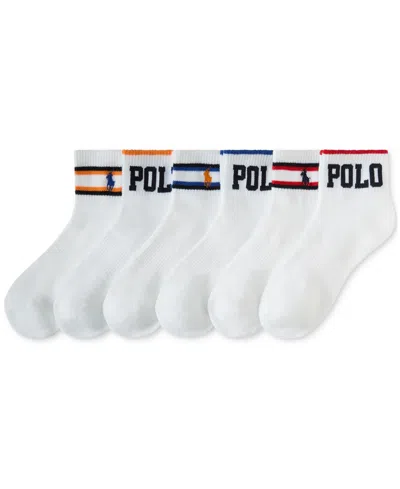 Polo Ralph Lauren Women's Polo Varsity Stripe Quarter Socks 724997pk2 In White
