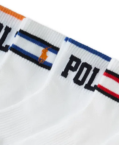 Polo Ralph Lauren Women's Polo Varsity Stripe Quarter Socks 724997pk2 In White