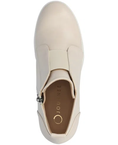 Journee Collection Clara Sneakers Women's Beige Side Zipper Wedge Heel Gal1415