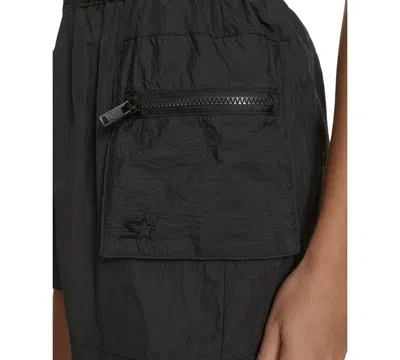 Starter Women's Nylon Zip-pocket Pull-on Cargo Shorts In Black