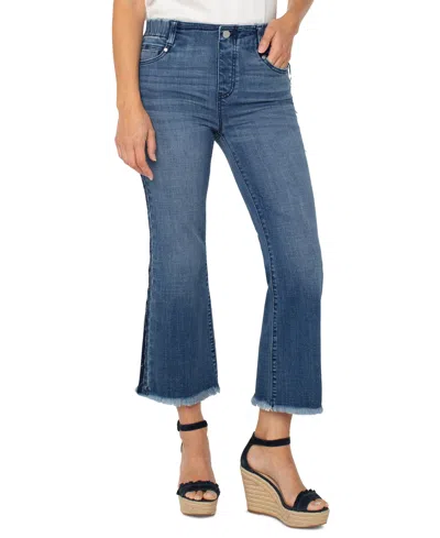 Liverpool Los Angeles Gia Glider Frayed Side Stripe Pull-on Crop Flare Jeans