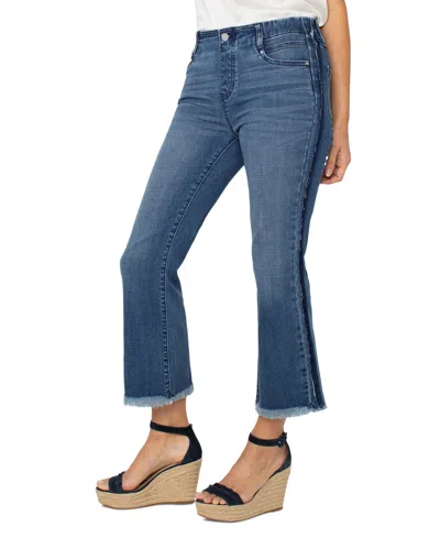 Liverpool Los Angeles Gia Glider Frayed Side Stripe Pull-on Crop Flare Jeans