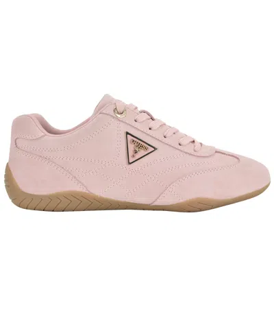 Guess Women's Gabiey Low Profile Suede Lace-up Sneakers In Pink