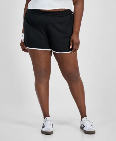 Derek Heart Trendy Plus Size Mid-rise Dolphin Bow Shorts In Black
