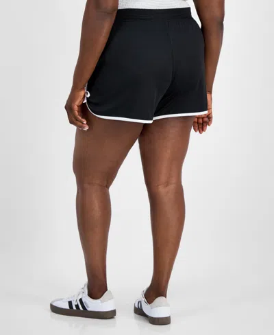 Derek Heart Trendy Plus Size Mid-rise Dolphin Bow Shorts In Black