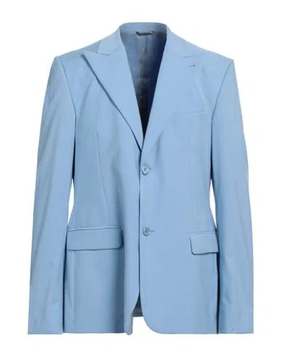 Grey Daniele Alessandrini Man Blazer Light Blue Size 46 Polyester, Viscose, Elastane